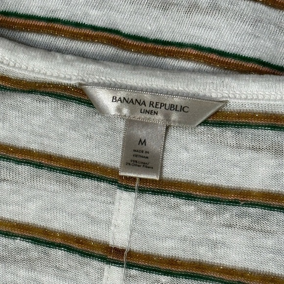 Banana Republic Stripe Linen T-shirt Size Medium - Picture 4 of 4